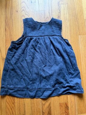 Navy Sleeveless Cotton Bracelet Babydoll Top